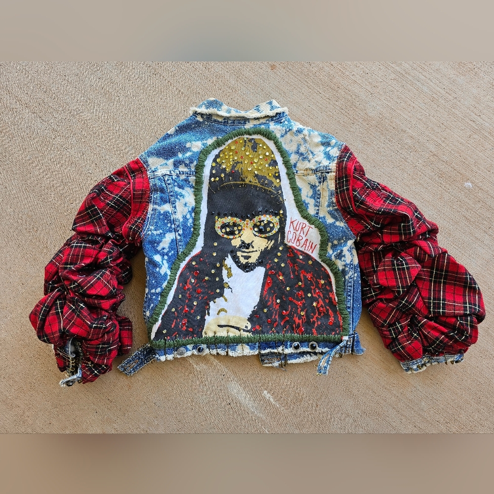 RL Customized Kids KURT COBAIN Denim Jean Jacket Adult XS or Kid Size 10/12